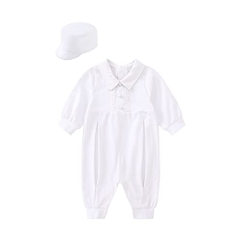 Recopilación de Ropa de bautizo para Bebé del mes. 46 pureborn - overol unisex para bebé, de algodón, para primavera, otoño, de una pieza, color blanco, 0 a 24 meses, Blanco, 12-18 Meses