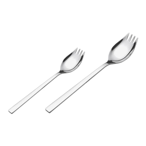 NAMOARLY Fork Spoons Salad Serving Utensils 2pcs Stainless Steel Salad Spoons Dual Use Spork Fork Kitchen Supplies for Family Party
