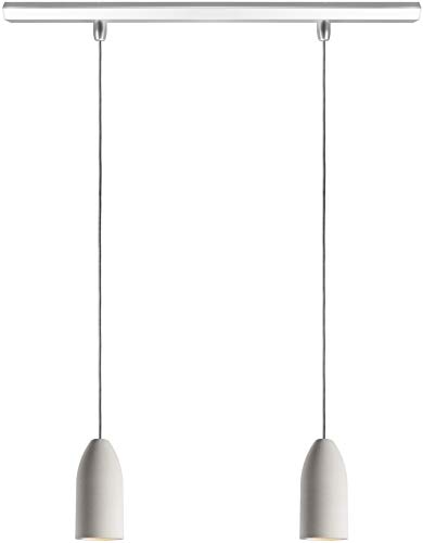 Buchenbusch urban design Lampe 2 flammig light edition, Wohnzimmerlampe modern mit Textilkabel Grau aus Beton