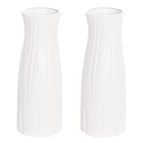 2 Pack Composite Plastics Vase for Flowers, Unbreakable Ceramic Look Vase for Home Decor Centerpieces, Arranging Bouquets, Connected Tubes (White)