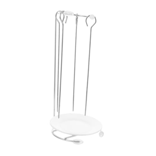 DOITOOL Porta Spiedini Barbecue in Acciaio Resistente con Spiedini Rastrelliera Appendispiedini Compatta per Grigliate per Camping e Giardino