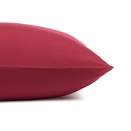 Amazon Basics Lightweight, Breathable Super Soft Easy Care Microfiber 4 Piece Bed Sheet Set with 14-Inch Deep Pockets, Full, Burgundy, Solid