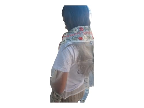 Pashmina Tallit for Women - Floral Design Prayer Shawl with Bag & Kippah - Viscose Organza - 78