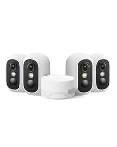 eufy eufyCam C35 (4er-Pack), Kabellose Überwachungskamera Außen & Innen, Magnetische Halterung, Farbnachtsicht, Lokaler Speicher, IP67, Gesichtserkennung, Solarpanel-Kompatibel, Ohne ABO, Weiß