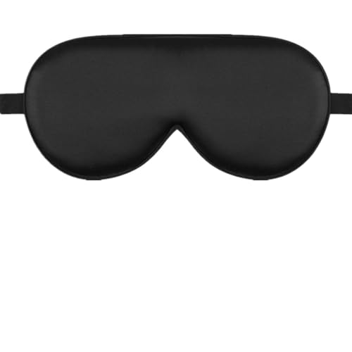 AHIOJEGX Antifaz para Dormir Seda Antifaz for Dormir de Seda de Morera Natural 19, Cubierta Suave for Dormir con Correa elástica Ajustable for los Ojos(Black with Bag)