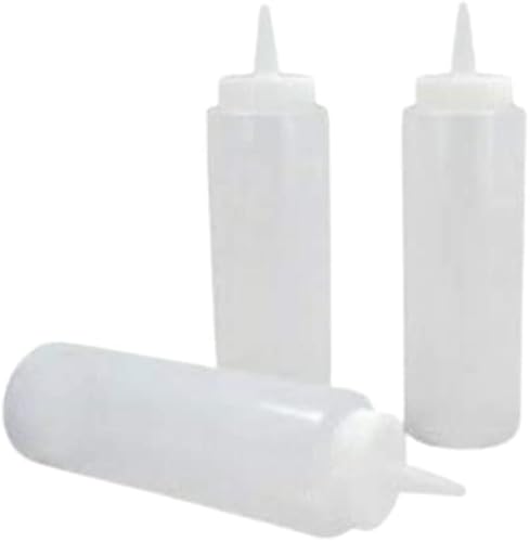 Dispensador de condimentos, salsa de mostaza y salsa de tomate de 12 onzas, botella de plástico transparente para apretar, paquete de 3