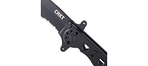 CRKT M21-10KSF EDC Folding Pocket Knife: Special Forces Everyday Carry, Black Serrated Edge Blade, Frame Lock, Dual Hilt, Stainless Steel Handle, Reversible Pocket Clip