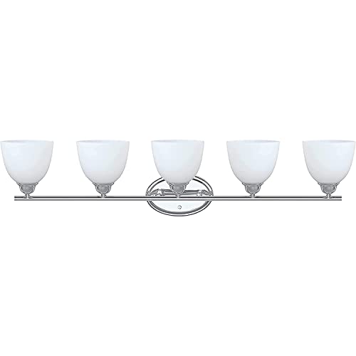 Image of Aspen Creative 62229, Five Metal Bathroom Wall Light, 40 inch Wide, Transitional Design in Chrome Vanity Fixture