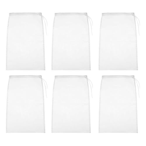 6 Pcs Reusable Straining Bag, 20 * 30cm Drawstring Cold Brew Coffee Cheese Cloths Strainer Bags,Fine Mesh Nylon Straining Bag, Washable Strainer Bag for Juice,Wine,Homebrew,Brewing,Hop(100 mesh)