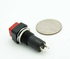 GC Electronics 35-421 Pushbutton Switch, SPST-NO Momentary On, Red Square Actuator Mounting in a .500 Round Hole, 3A 250VAC, Solder Terminals