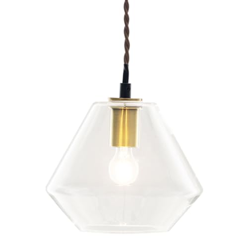 ぼん家具 ペンダントライト LED ガラス 照明器具 口金E17 吊り下げライト 1灯 コード 長さ調整可 真鍮 リビング 廊下 おしゃれ クリア