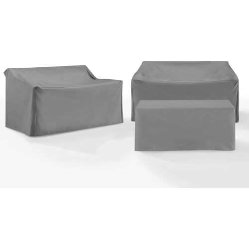 HomeStock Naturally Nice 3Pc Outdoor Furniture Cover Set, Washable Slipcovers for Living Room, Washable Slipcovers for Living Room in Grey for 2 Loveseats and 1 Chair