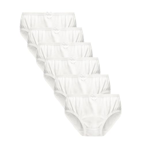 Yemlarey Calzoncillos para niña, de algodón, ropa interior para bebé, ropa interior cómoda, paquete de 6 unidades, Color: blanco, 8-9 años