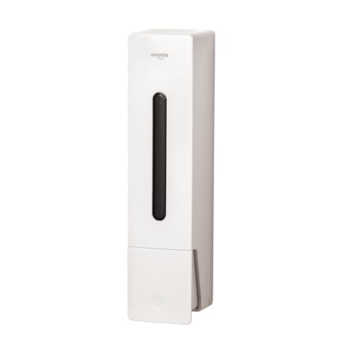 Umimile シャンプーディスペンサー マグネットディスペンサー 大容量 壁掛け 400ml 詰め替えボトル 簡単取り付け 洗面所 浴室などに適用 (1, ベージュ)