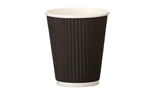Go-Pak Pack of 50 - 8oz (227ml) Black Triple Wall Ripple Paper Coffee Cups