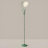 RUNNUP Modern Floor Lamp, 1-Light Flower Shape Tall Lamp with Acrylic Shade Standing Lamps Tall Lamp for Living Room Bedroom Kids Room Office, Green