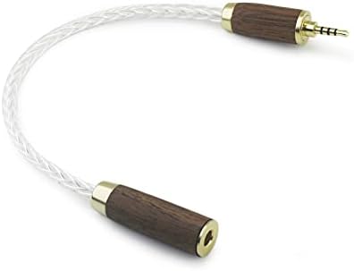 2.5mm Trrs Balanced Male to 4.4mm Balanced Female Headphone Audio Adapter Cable 8 Cores 6N OCC Copper Single Crystal Silver Plated Wire Walnut Wood Shell