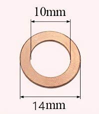 M10 Copper Washers Flat Ring Sump Plug Oil Seal Gasket Sealing Fitting Washers10 x 14 x 1mm(30 Pieces)