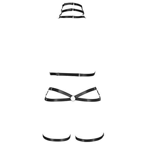 Women's Punk Body Harness Lingerie Full Waist Garter Belts Set Strappy Frame Cage Rave bras