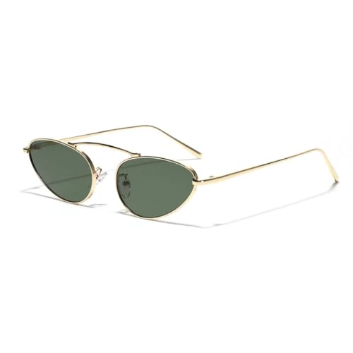 Lunettes de soleil œil de chat luxe pour femme monture ovale métal UV400
