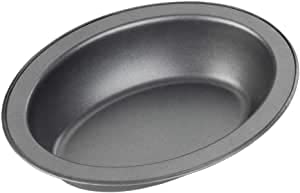 Vision4ever 1Pcs Non-Stick Oval Pie Dish, Measuring 17cm x 13cm x 3.7cm, Black Easy to Use and Cleans