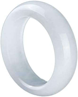 BJIMIDTI 100% Genuine Jade Rings Bands, Hetian Natural White Jade Rings Jewelry Gift(Ring Size:9)