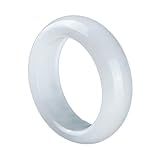 BJIMIDTI 100% Genuine Jade Rings Bands, Hetian Natural White Jade Rings Jewelry Gift(Ring Size:9)
