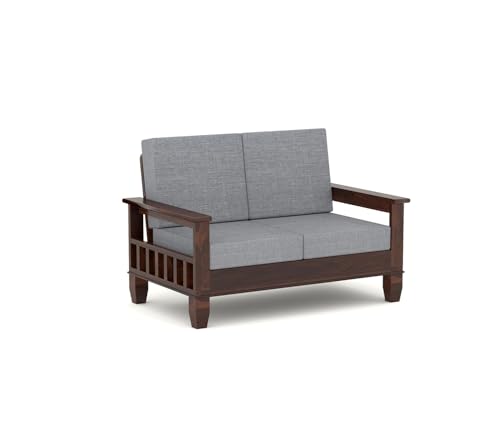 Image of NATRAJ ART & CRAFT Sheesham Wooden 4 Seater Sofa Set for Living Room | Rosewood 2+2 Seater Cushion Sofa Set with Side Newspaper Holder for Home & Office (Walnut)