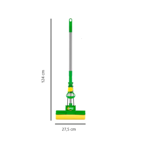 Mop Sek+ com Cabo Retrátil, Cor Verde com Amarelo, Linha Brilhus, Bettanin.