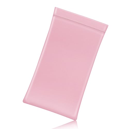 Image of FINTIE Soft Eyeglasses Case with Cleaning Cloth, Portable Squeeze Top Vegan Leather Glasses Pouch, Sunglasses Eyewear Bag