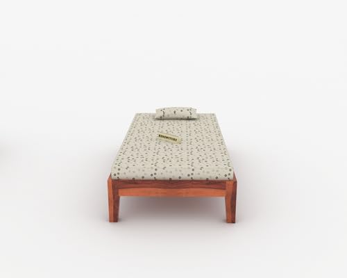RENEWITURE Sheesham Wood Single Size Bed for Living Room Furniture Solid Wooden Single Bed Palang for Home Without Storage Single Size Cot for Bedroom (Natural Finish)