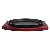 OFFSCH 1Pc Non Stick Cast Roasting Tray for Beef Steak Bbq Dish Teppanyaki Cooking Round Baking Pan Easy to Clean for Home and Outdoor Grilling