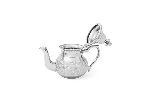 Imported Moroccan 34 Oz Large Tea Pot Handmade Brass Silver Plated Hand Carved In Fes Morocco By Kenzadi #TOP2