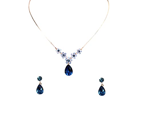 Image of Faship Gorgeous Rhinestone Crystal Floral Necklace Earrings Set