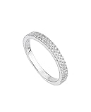  ITEMPORALITY Bague demi-alliance double argent, Pierre : argent sterling 925