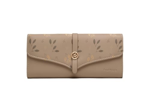Women's Large-capacity Long Printed Hasp Clutch - Leather Wallet (Apricot)