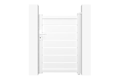 Casanoov Portillon VOGEL 1x1,40 m Aluminium Blanc Mat – Design Ajouré Moderne – Robuste et Résistant Intempéries – Montage Facile – Clôture Jardin...