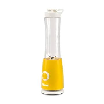 Girmi FR04 Frullatore Smoothie Maker, 0,5 Litri, 4 lame INOX, BPA Free, Funzionamento Pulse, Coperchio da viaggio e beccuccio, Giallo/Bianco