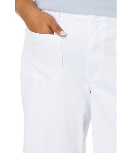 KUT from the Kloth Women's Plus Size Meg High-Rise Wide Leg with Patch Pockets Reg Hem in Optic White3