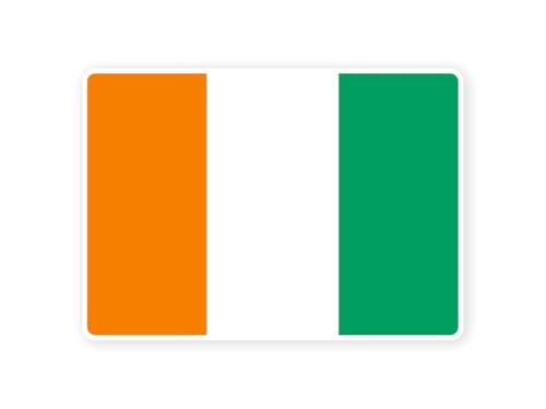 Sticker drapeau COTE D' IVOIRE ivoirien 10cm(S) - 28cm(XL) autocollant bord blanc (taille L : 21cm x 15cm)