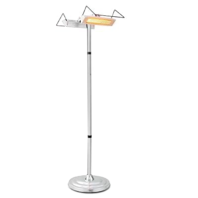 COSTWAY Outdoor Electric Patio Heater, 1500W Standing Infrared Heater with Double-sided Heating, Tip-Over & Overheat Protection, IP65 Waterproof Space Heater for Indoor Outdoor Patio