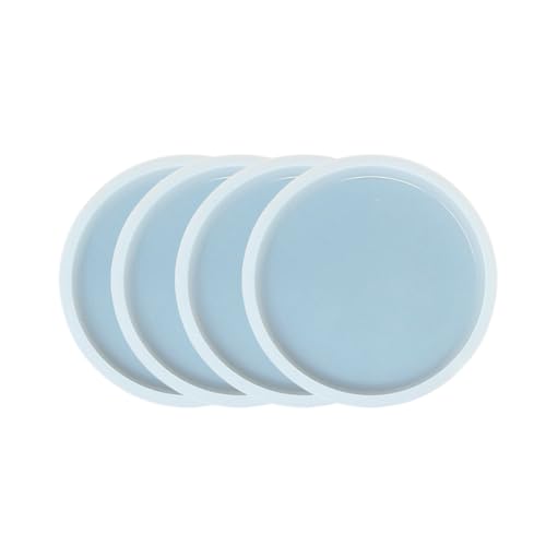 Image of R H Lifestyle Silicone Moulds Round Resin Art Mould Coaster Mould for Resin Art Epoxy Casting Mould Tray Photo Frame Mold Resin Coaster Mould Set of 4, 5 Inch