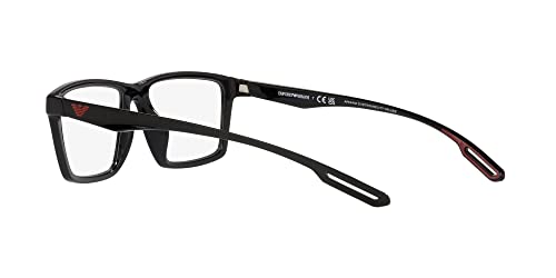 Emporio Armani Men's EA4189U Universal Fit Prescription Eyewear Frames with Two Interchangeable Sun Clip-Ons Rectangular, shiny Black 55 mm