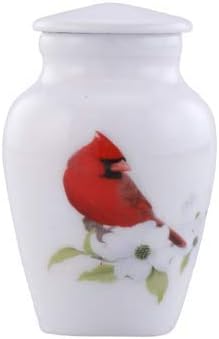 Cardinal Bird Cremation Urn - Cardinal Cremation Urns for Human Ashes - Metal Hand Painted Burial and Funeral Cremation Urn, Memorial Urn for Human Ashes (1 Keepsake)