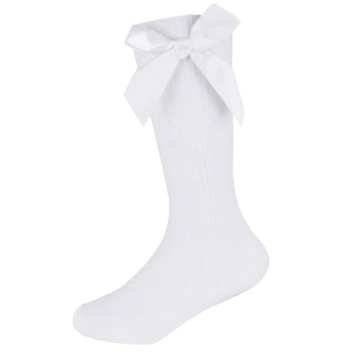 Infant Baby Girls Knee High Socks with Ribbon Bow Socks Comfortable for Daily Wear Newborn Socks 0-24 Months