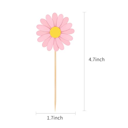 Moffris 24Pcs Daisy Cupcake Toppers Flower Chrysanthemum Party Decorations For Birthday Wedding thumb #1