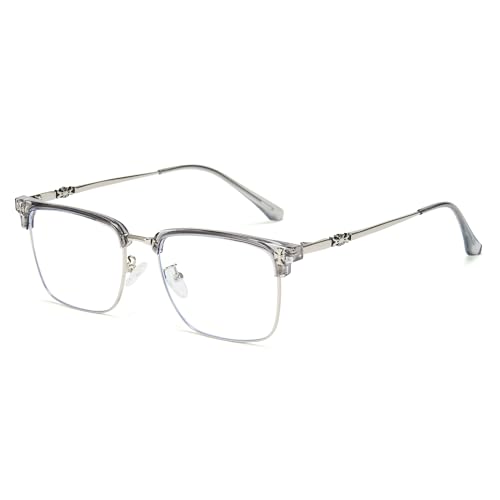 Cyxus Retro Blue Light Glasses Men - Square TR90 Metal Blowline Frame Stylish Trendy for Computer Daily Work 8252
