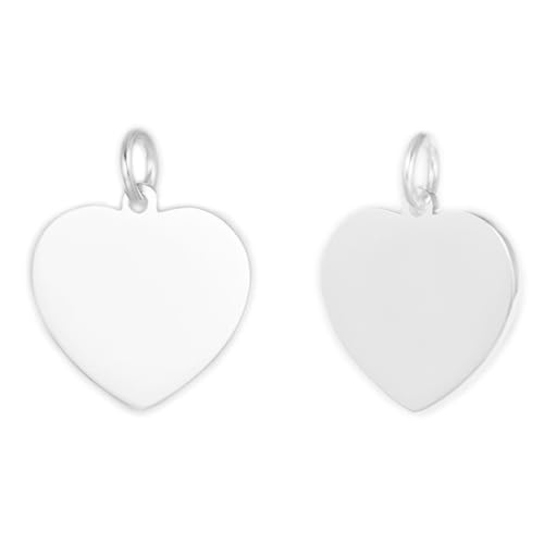 Pendentif breloque coeur d'amour poli uni argent sterling 22mm 5,3g