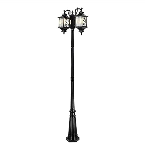 XMFXIAO Tradition Antique Victoria 2-Light Glass Lantern Outdoor Column Lamp European Aluminum Waterproof Landscape Lantern E27 Decoration Garden Lawn Street Post Lights Cover