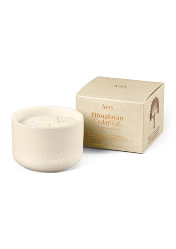 Aery Himalayan Cedarleaf Three Wick Soy Wax Candle - Cardamom, Cedarleaf, Patchouli & Lemon with 100% Plant Based Wax & 50 Hour Burn Time (450g)